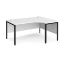 Maestro 25 right hand ergonomic desk 1600mm wide - black bench leg frame and white top