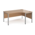 Maestro 25 right hand ergonomic desk 1600mm wide - silver bench leg frame and beech top