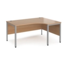 Maestro 25 right hand ergonomic desk 1600mm wide - silver bench leg frame and beech top