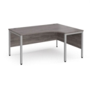 Maestro 25 right hand ergonomic desk 1600mm wide - silver bench leg frame and grey oak top