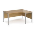 Maestro 25 right hand ergonomic desk 1600mm wide - silver bench leg frame and oak top