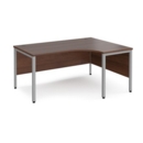 Maestro 25 right hand ergonomic desk 1600mm wide - silver bench leg frame and walnut top