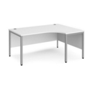 Maestro 25 right hand ergonomic desk 1600mm wide - silver bench leg frame and white top