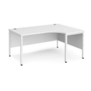 Maestro 25 right hand ergonomic desk 1600mm wide - white bench leg frame and white top