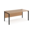 Maestro 25 straight desk 1600mm x 800mm - black bench leg frame and beech top
