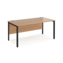 Maestro 25 straight desk 1600mm x 800mm - black bench leg frame and beech top