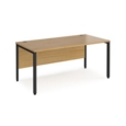 Maestro 25 straight desk 1600mm x 800mm - black bench leg frame and oak top