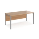 Maestro 25 straight desk 1600mm x 800mm - silver bench leg frame and beech top