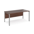 Maestro 25 straight desk 1600mm x 800mm - silver bench leg frame and walnut top