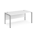 Maestro 25 straight desk 1600mm x 800mm - silver bench leg frame and white top