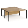 Maestro 25 back to back wave desks 1600mm deep - black bench leg frame and oak top