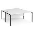 Maestro 25 back to back wave desks 1600mm deep - black bench leg frame and white top