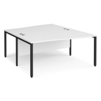 Maestro 25 back to back wave desks 1600mm deep - black bench leg frame and white top
