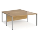 Maestro 25 back to back wave desks 1600mm deep - silver bench leg frame and oak top