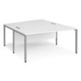 Maestro 25 back to back wave desks 1600mm deep - silver bench leg frame and white top