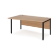 Maestro 25 left hand wave desk 1600mm wide - black bench leg frame and beech top