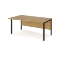 Maestro 25 left hand wave desk 1600mm wide - black bench leg frame and oak top