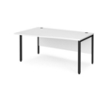 Maestro 25 left hand wave desk 1600mm wide - black bench leg frame and white top