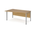 Maestro 25 left hand wave desk 1600mm wide - silver bench leg frame and oak top