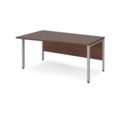 Maestro 25 left hand wave desk 1600mm wide - silver bench leg frame and walnut top
