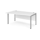 Maestro 25 left hand wave desk 1600mm wide - silver bench leg frame and white top