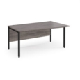 Maestro 25 right hand wave desk 1600mm wide - black bench leg frame and grey oak top