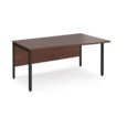 Maestro 25 right hand wave desk 1600mm wide - black bench leg frame and walnut top