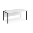 Maestro 25 right hand wave desk 1600mm wide - black bench leg frame and white top
