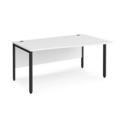 Maestro 25 right hand wave desk 1600mm wide - black bench leg frame and white top