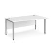 Maestro 25 right hand wave desk 1600mm wide - silver bench leg frame and white top