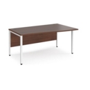 Maestro 25 right hand wave desk 1600mm wide - white bench leg frame and walnut top
