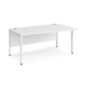 Maestro 25 right hand wave desk 1600mm wide - white bench leg frame and white top