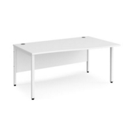 Maestro 25 right hand wave desk 1600mm wide - white bench leg frame and white top