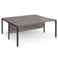 Maestro 25 back to back straight desks 1800mm x 1600mm - black bench leg frame and grey oak top