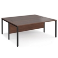 Maestro 25 back to back straight desks 1800mm x 1600mm - black bench leg frame and walnut top