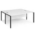 Maestro 25 back to back straight desks 1800mm x 1600mm - black bench leg frame and white top