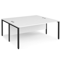 Maestro 25 back to back straight desks 1800mm x 1600mm - black bench leg frame and white top