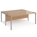 Maestro 25 back to back straight desks 1800mm x 1600mm - silver bench leg frame and beech top