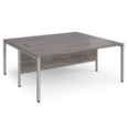 Maestro 25 back to back straight desks 1800mm x 1600mm - silver bench leg frame and grey oak top