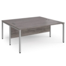 Maestro 25 back to back straight desks 1800mm x 1600mm - silver bench leg frame and grey oak top