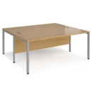 Maestro 25 back to back straight desks 1800mm x 1600mm - silver bench leg frame and oak top