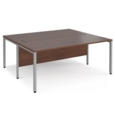 Maestro 25 back to back straight desks 1800mm x 1600mm - silver bench leg frame and walnut top