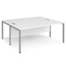 Maestro 25 back to back straight desks 1800mm x 1600mm - silver bench leg frame and white top