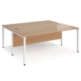 Maestro 25 back to back straight desks 1800mm x 1600mm - white bench leg frame and beech top