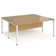 Maestro 25 back to back straight desks 1800mm x 1600mm - white bench leg frame and oak top