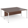 Maestro 25 back to back straight desks 1800mm x 1600mm - white bench leg frame and walnut top