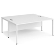 Maestro 25 back to back straight desks 1800mm x 1600mm - white bench leg frame and white top