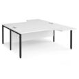 Maestro 25 back to back ergonomic desks 1800mm deep - black bench leg frame and white top