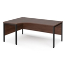 Maestro 25 left hand ergonomic desk 1800mm wide - black bench leg frame and walnut top