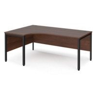 Maestro 25 left hand ergonomic desk 1800mm wide - black bench leg frame and walnut top
